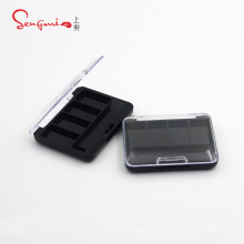 1.3g*4 colors New Design Black Plastic Eye Shadow Palette Empty Customized Container with Mirror for Cosmetic Packaging